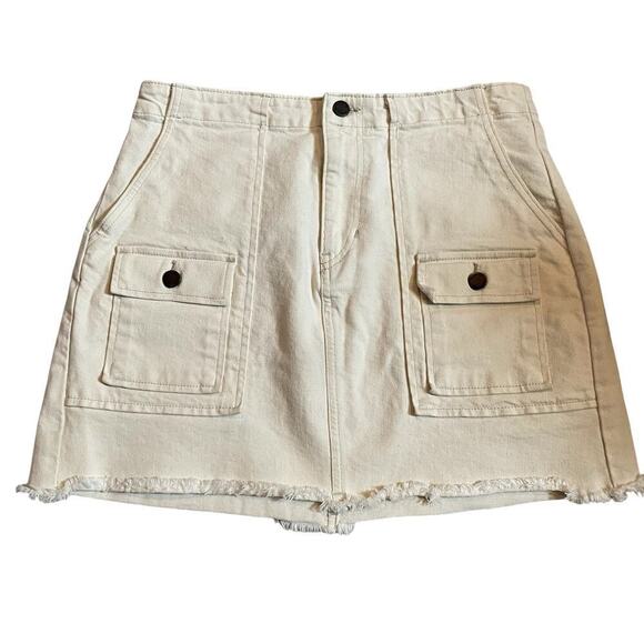 Banana Republic Ecru White denim utility cargo mini skirt size small - Picture 1 of 7